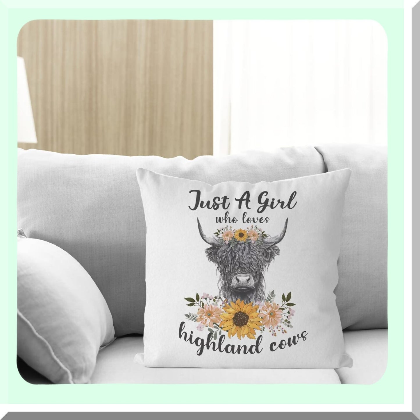 Highland Cow Cushion Covers - Set of 2 | Farmhouse Cow Decorative Pillows | Scottish Cow Throw Pillow Cases | Country Home Accent Gifts