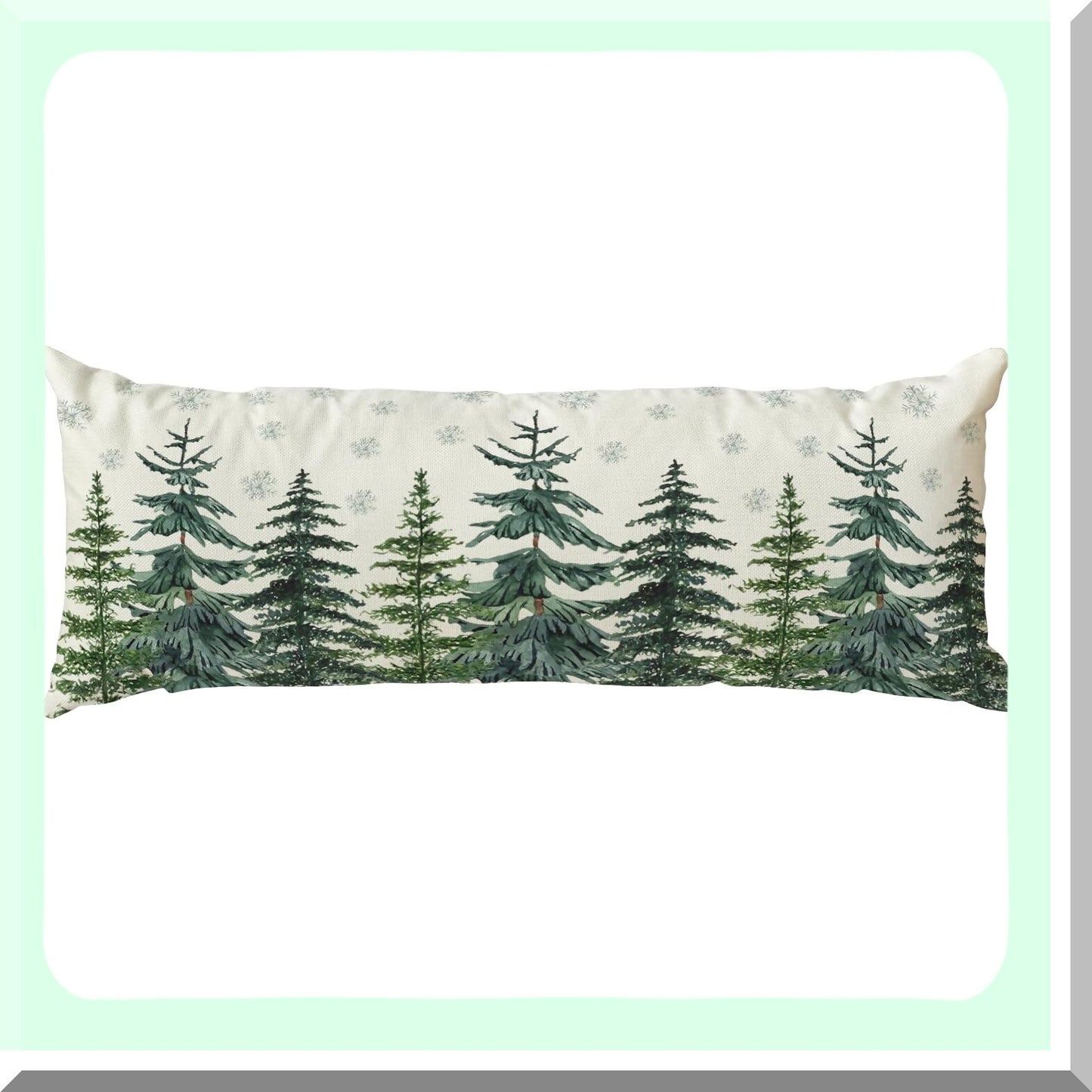 Winter Wonderland Snowflake Lumbar Pillow Cover - 14x36 Inch Extra Long Body Pillow Case for Bed, Sofa, Bench - Holiday Decor Accent