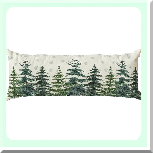 Winter Wonderland Snowflake Lumbar Pillow Cover - 14x36 Inch Extra Long Body Pillow Case for Bed, Sofa, Bench - Holiday Decor Accent