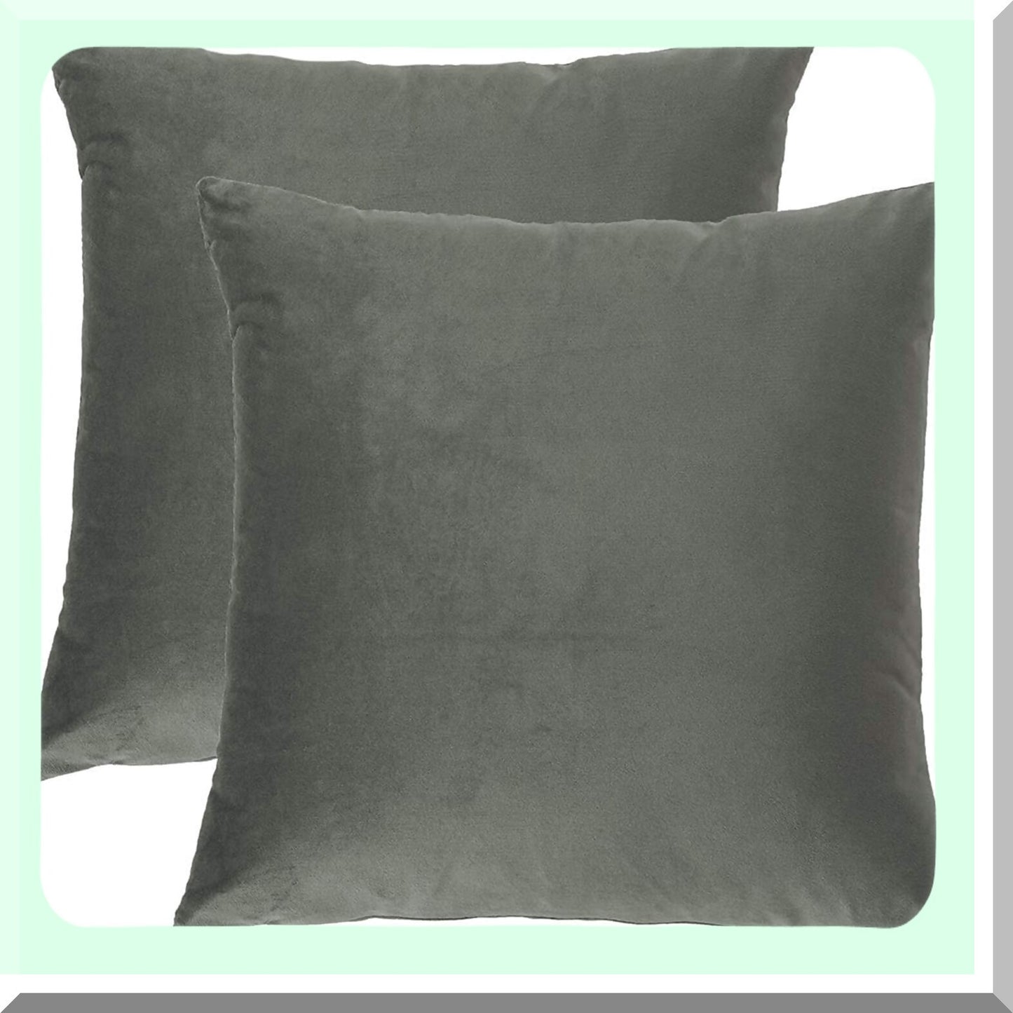 UltraSoft Velvet Dark Grey Throw Pillow Covers - 2 Pack 18x18 Inch Decorative Pillowcases for Couch, Chair, Sofa, Bedroom, Car - Solid Color Square Design