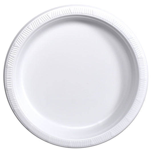 White 9-in. Plastic Dinner Plates, 8-ct. Packs (Pack of 24)