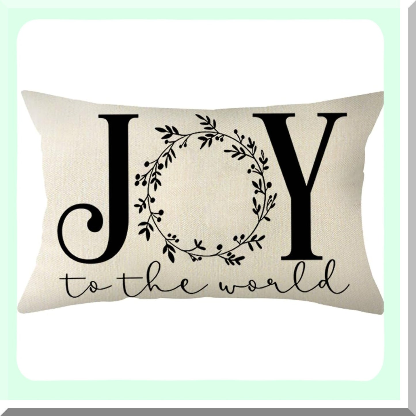Winter Wonderland Holiday Pillow Cover - Festive Farmhouse Christmas Decor for Sofa Couch - 12 x 20 Inch Joyful Cushion Case