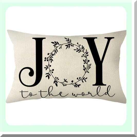 Winter Wonderland Holiday Pillow Cover - Festive Farmhouse Christmas Decor for Sofa Couch - 12 x 20 Inch Joyful Cushion Case