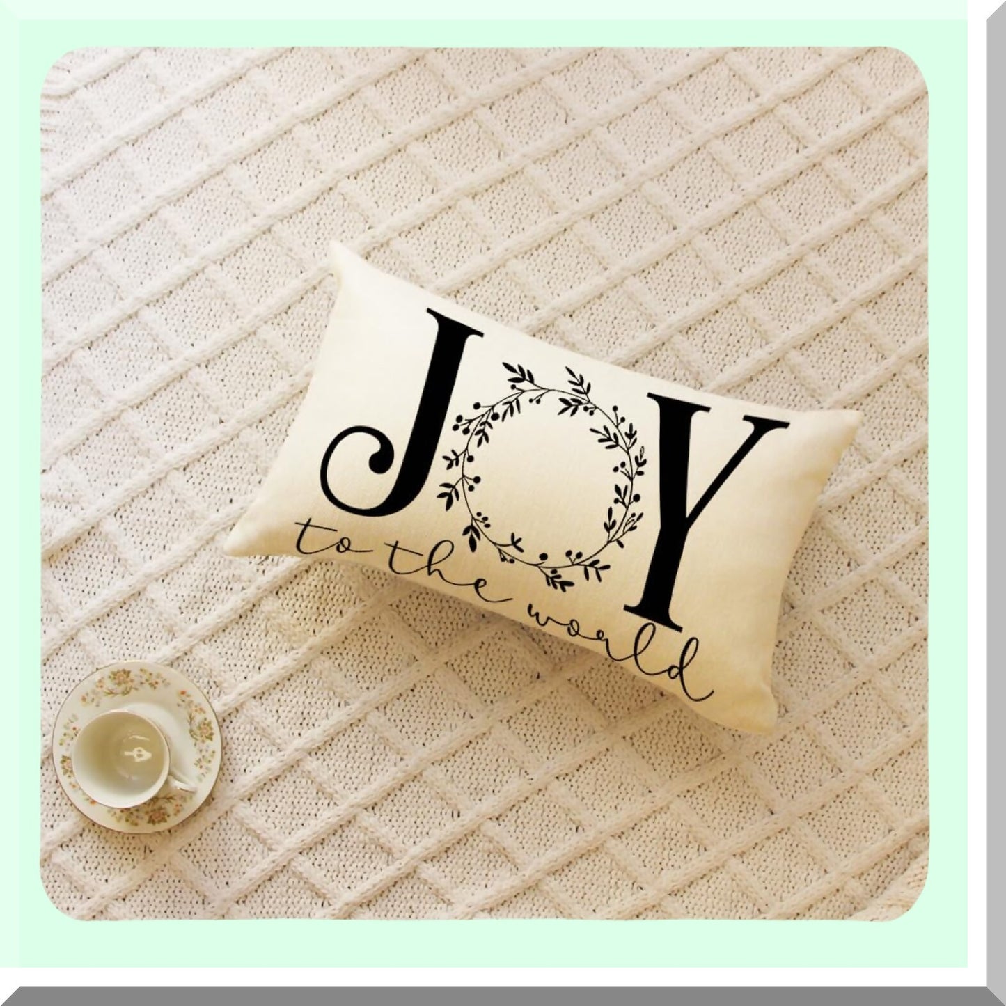 Winter Wonderland Holiday Pillow Cover - Festive Farmhouse Christmas Decor for Sofa Couch - 12 x 20 Inch Joyful Cushion Case