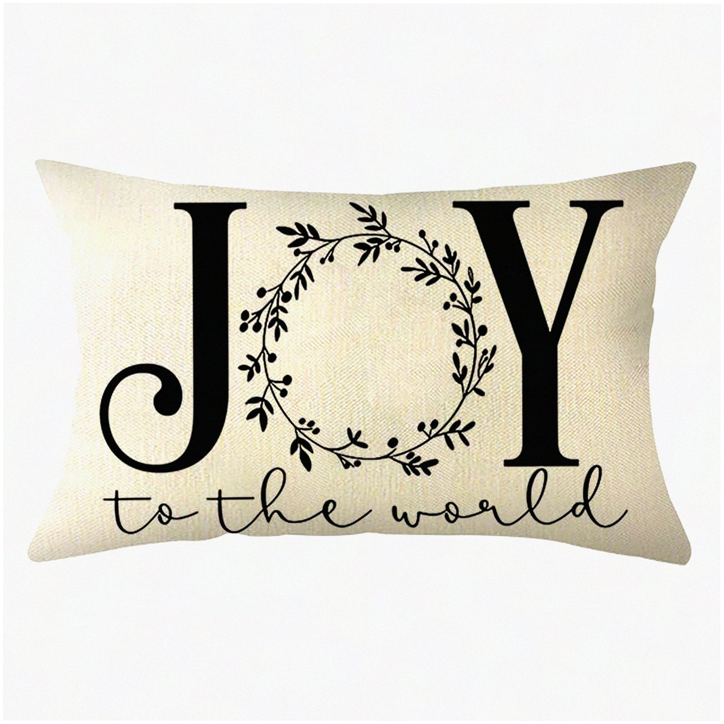 Winter Wonderland Holiday Pillow Cover - Festive Farmhouse Christmas Decor for Sofa Couch - 12 x 20 Inch Joyful Cushion Case