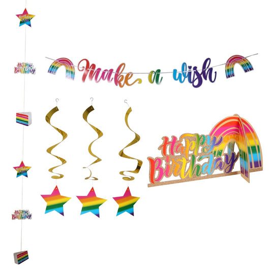 Rainbow Happy Birthday Party Banner Sets (Pack of 36)