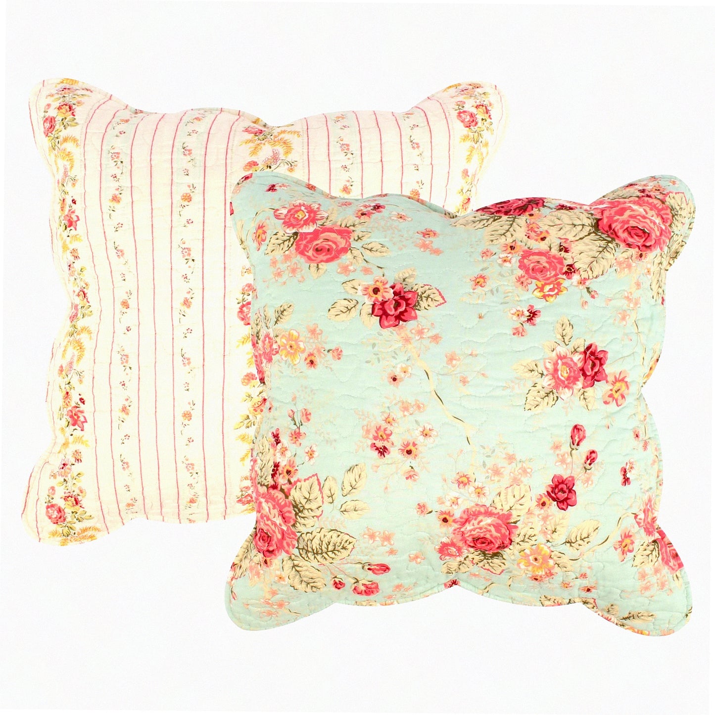 Vintage Blue Rose Cushion Set - 18x18 Inches (Pack of 2) - Floral Decorative Throw Pillows - Elegant Home Accent - Soft and Cozy Square Cushions