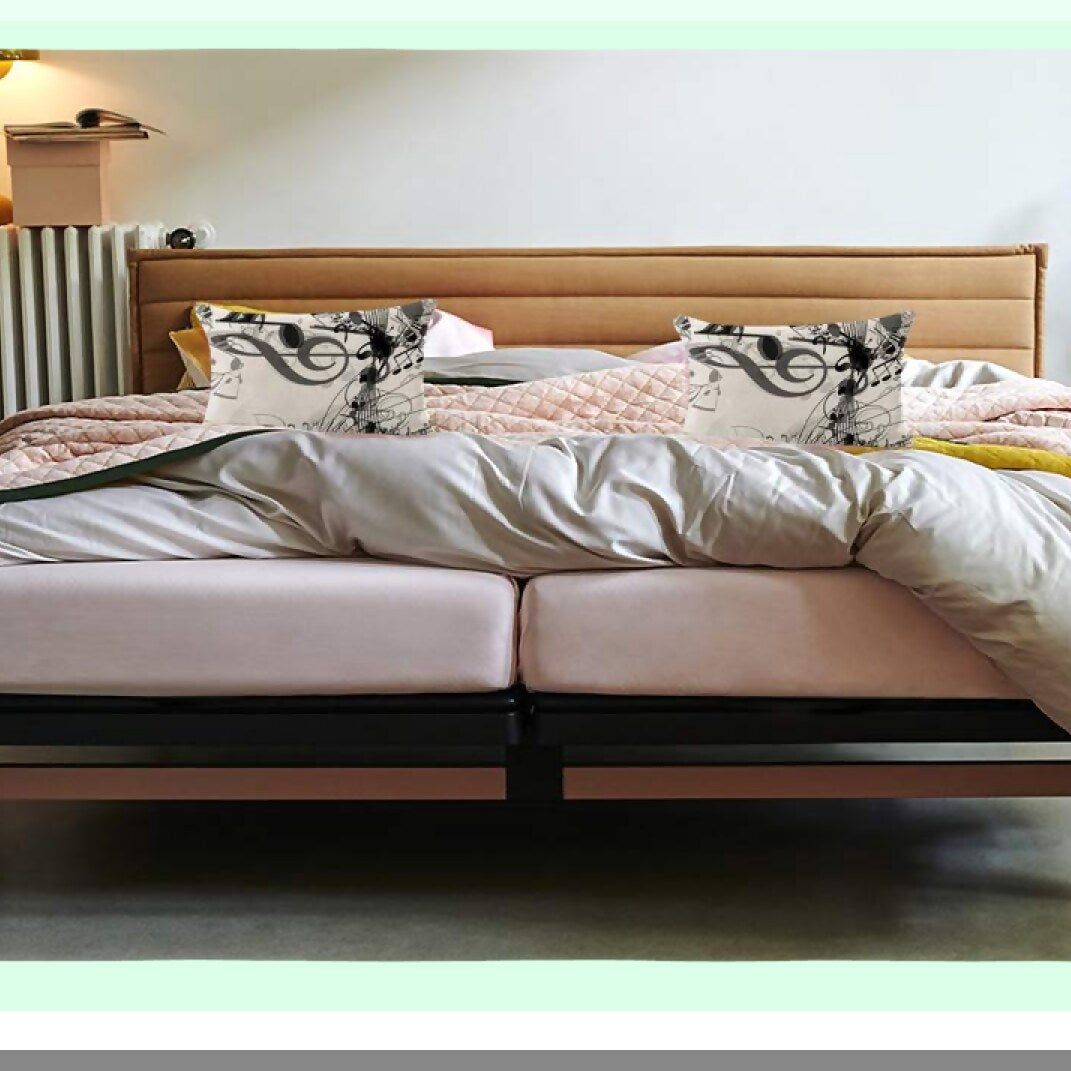 Musical Harmony Pillow Cover - Abstract Black-White Notes Pattern Cotton Linen Decorative Rectangular Pillowcase for Sofa and Bed Couch 12"X20"