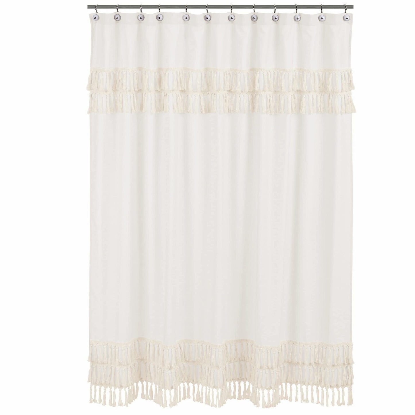 Boho Chic Ivory Cotton Shower Curtain 72x72