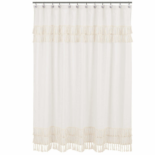 Boho Chic Ivory Cotton Shower Curtain 72x72