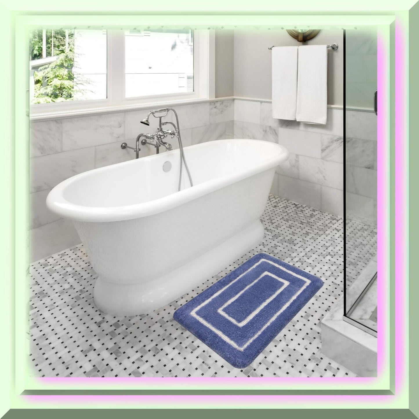 Plush Memory Foam Bath Mat 18" x 27" Mid Blue