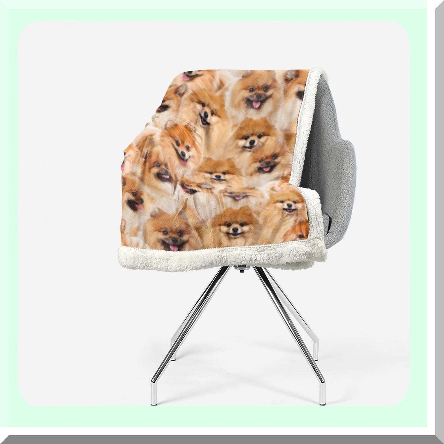 Pomeranian Paws Sherpa Throw: Cozy Flannel Fleece Blanket for Kids & Adults, Double-Sided Animal Pattern, Perfect Gift for Pomeranian Lovers (59 x 47 inches)