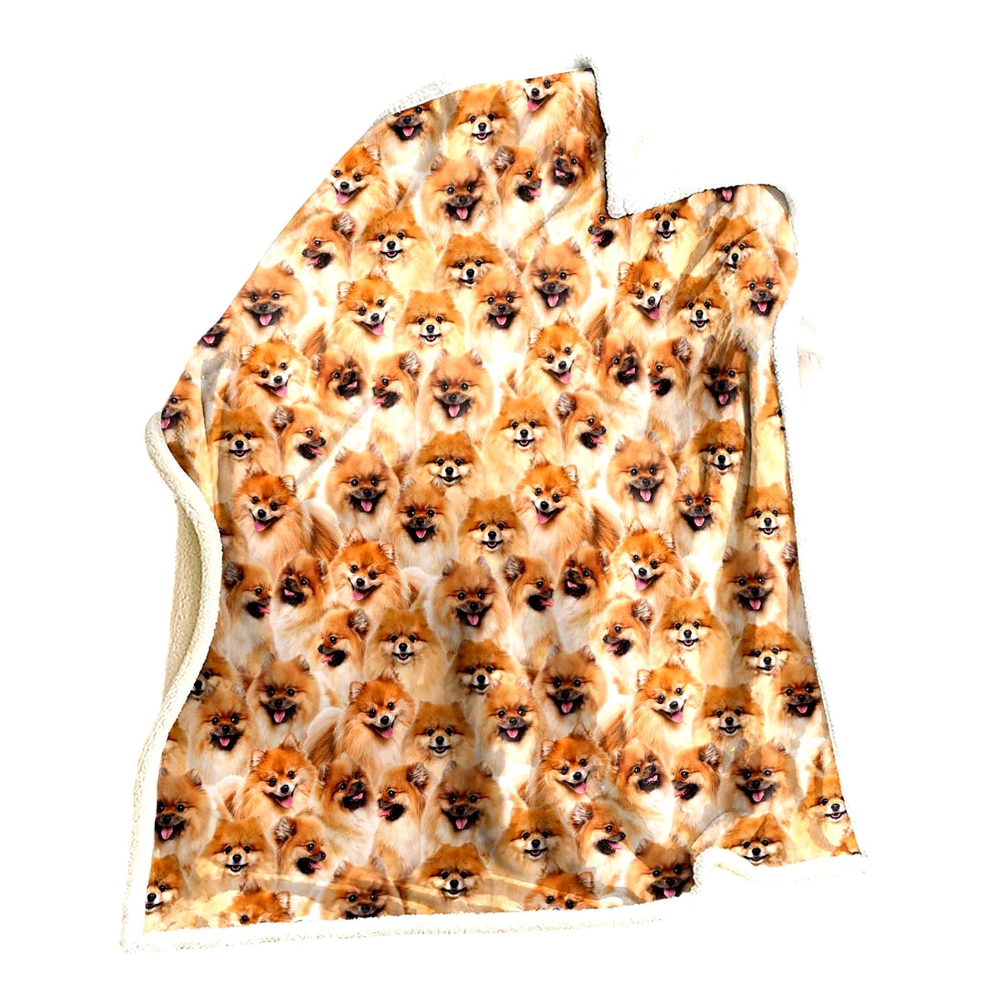 Pomeranian Paws Sherpa Throw: Cozy Flannel Fleece Blanket for Kids & Adults, Double-Sided Animal Pattern, Perfect Gift for Pomeranian Lovers (59 x 47 inches)