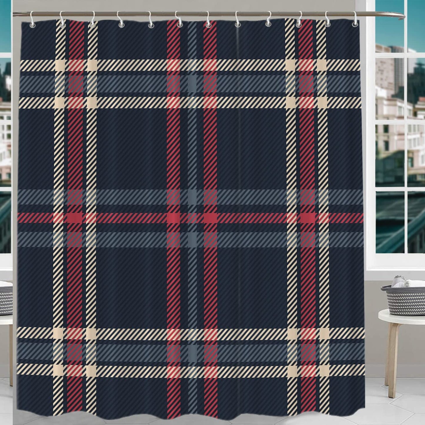 Blue Decorative Shower Curtain 72x72 Inches