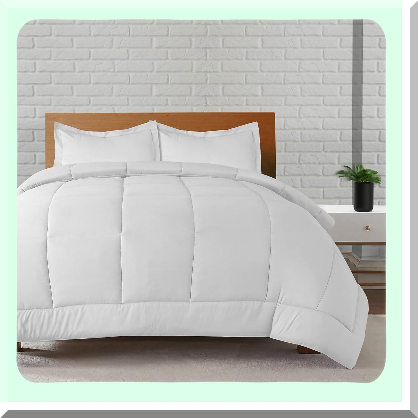 Brushed Microfiber Twin Comforter Set - Quilted Lightweight Bedding with Pillow Sham - Soft Cozy White Bed Set - Karin Maki Micro Comforter