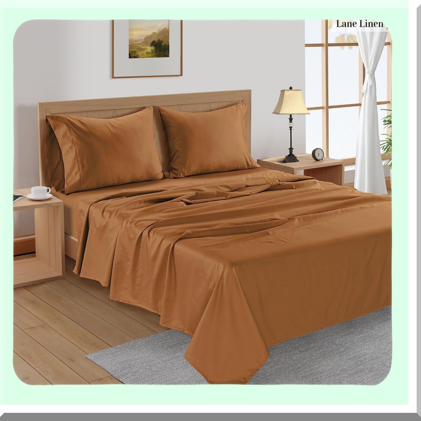 CoolBamboo Breathable Bedding Set - Pumpkin Spice | 100% Rayon Sheets for Size Bed | Soft & Cooling Sheets with 15" Deep Pocket | Includes Pillowcases