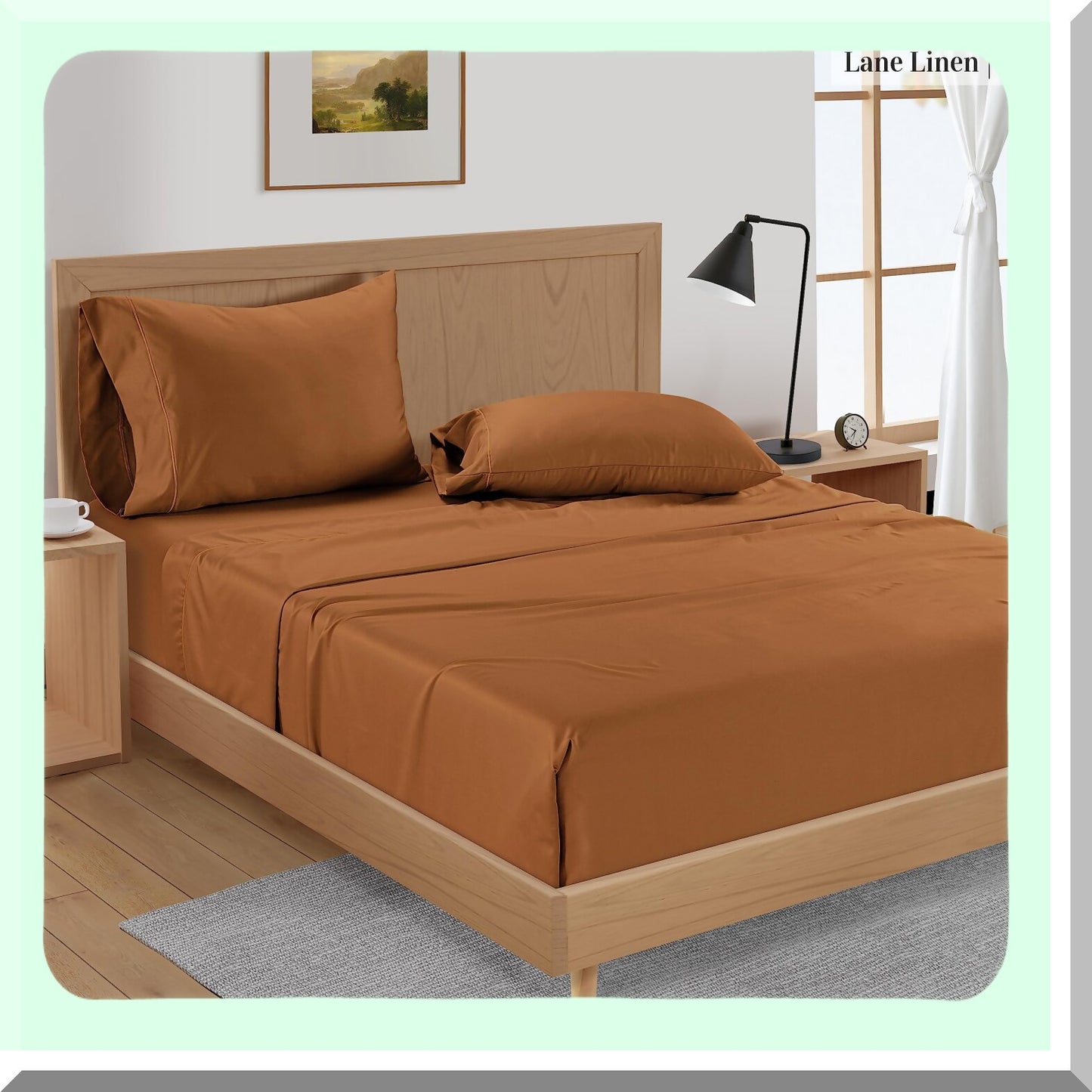 CoolBamboo Breathable Bedding Set - Pumpkin Spice | 100% Rayon Sheets for Size Bed | Soft & Cooling Sheets with 15" Deep Pocket | Includes Pillowcases