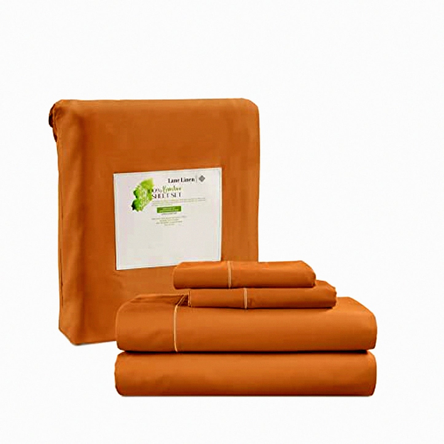 CoolBamboo Breathable Bedding Set - Pumpkin Spice | 100% Rayon Sheets for Size Bed | Soft & Cooling Sheets with 15" Deep Pocket | Includes Pillowcases