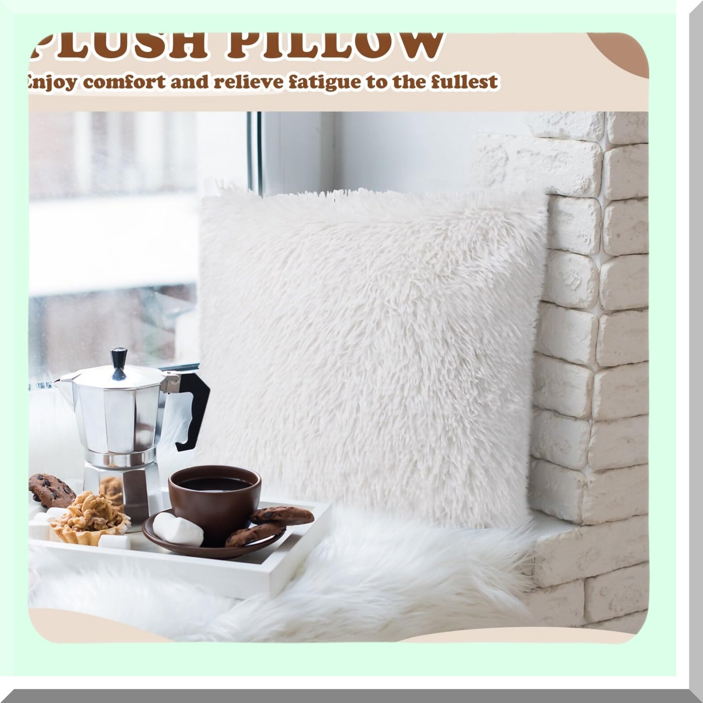 Luxury Fluffy Pillowcase Set - 6 Pack 18x18 Inch Square Cushion Covers with Zipper Closure for Couch, Bedroom, Living Room - Soft Decorative Shams