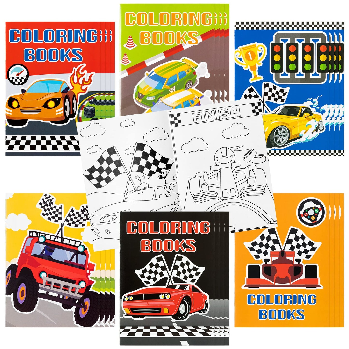 Race Car Coloring Fun Pack - 24pc Racing Art Booklets for Kids Party Favors! Perfect for Birthday Goody Bags, Painting Games, and Truck-themed DIY Doodles. Get creative with this mini booklet set!