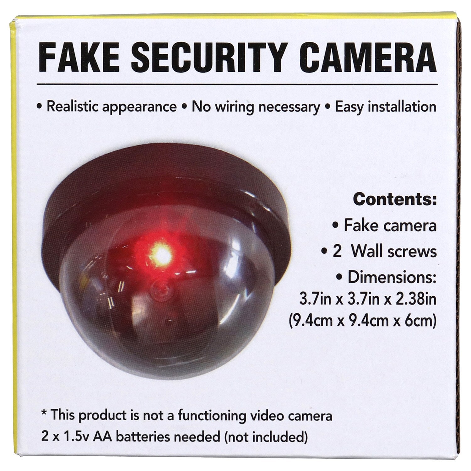 Fake Security Camera, 3.7x3.7x2.38 in. (Pack of 6)