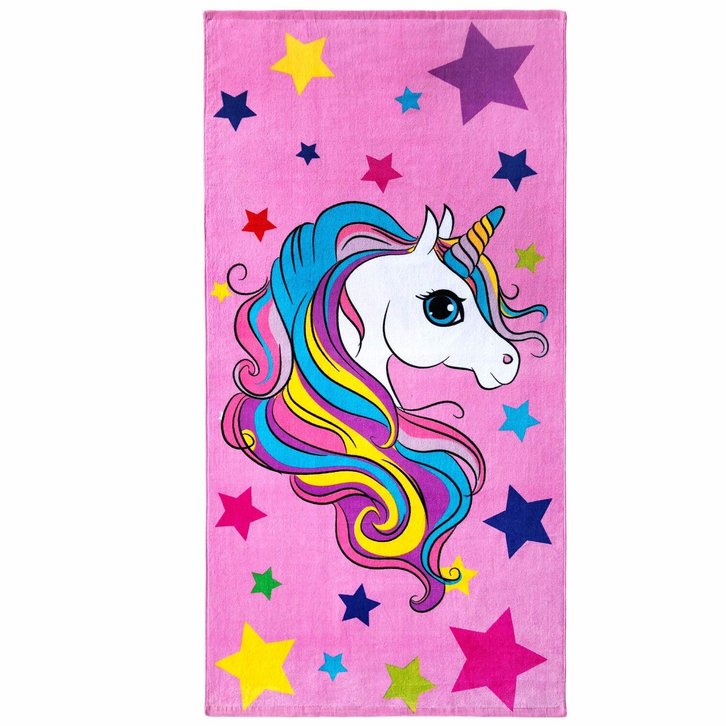Unicorn and Stars Beach Towel 30x60 inch Pink