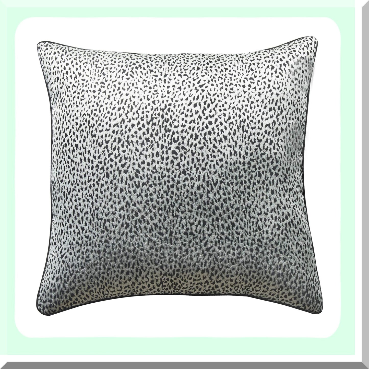 Vintage Animal Print Decorative Pillow Covers - Set of 2 Black & Silver Cushion Cases for Living Room, Couch, Bed - Leopard Print 18x18 Inch