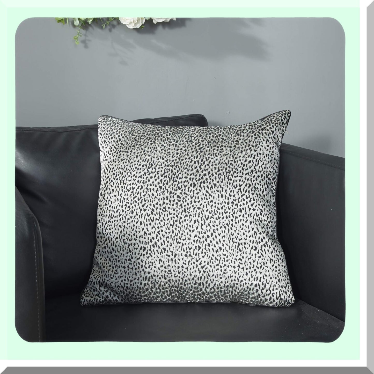 Vintage Animal Print Decorative Pillow Covers - Set of 2 Black & Silver Cushion Cases for Living Room, Couch, Bed - Leopard Print 18x18 Inch