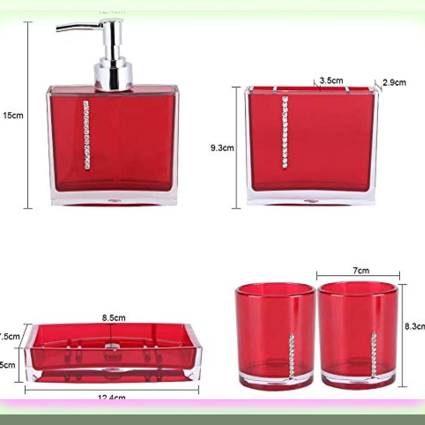 Red 5-Piece Bathroom Accessories Set