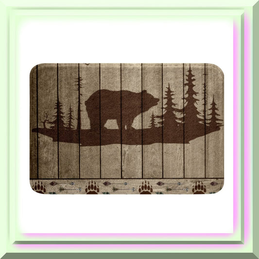 Bear Non Slip Bath Rug 16"x24" Red Brown
