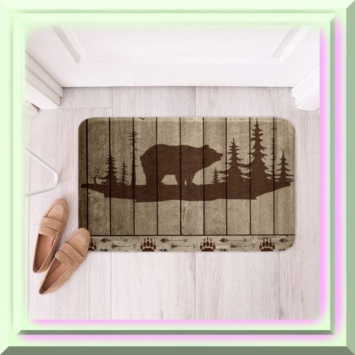 Bear Non Slip Bath Rug 16"x24" Red Brown