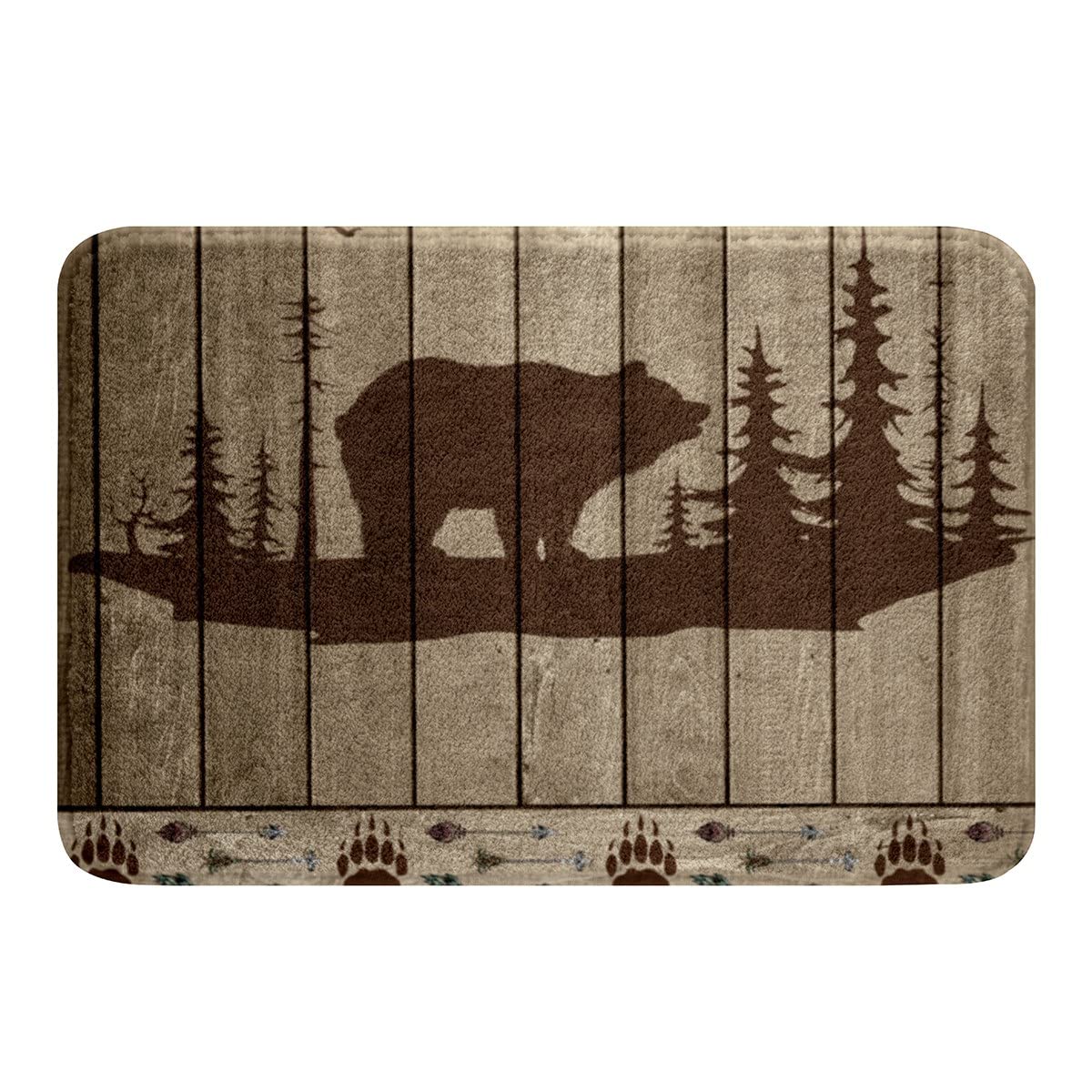 Bear Non Slip Bath Rug 16"x24" Red Brown