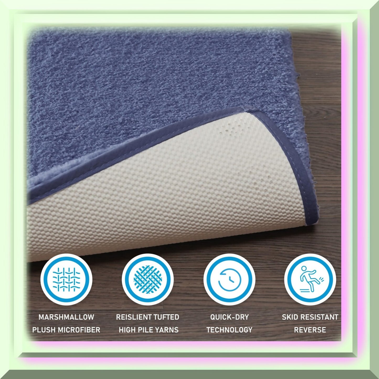 Marshmallow Non Slip Plush Bath Rug 24x72 Blue