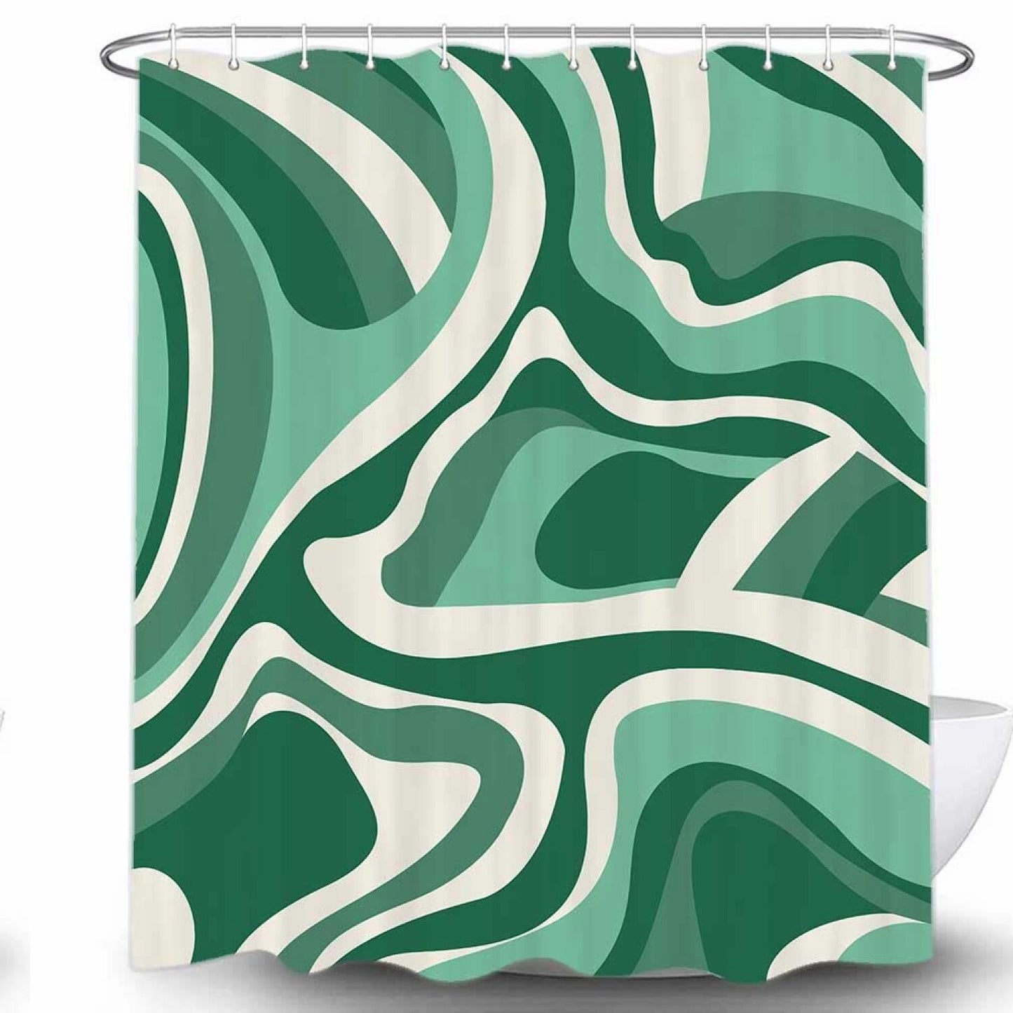 Boho Retro Sage Green Shower Curtain 72x72