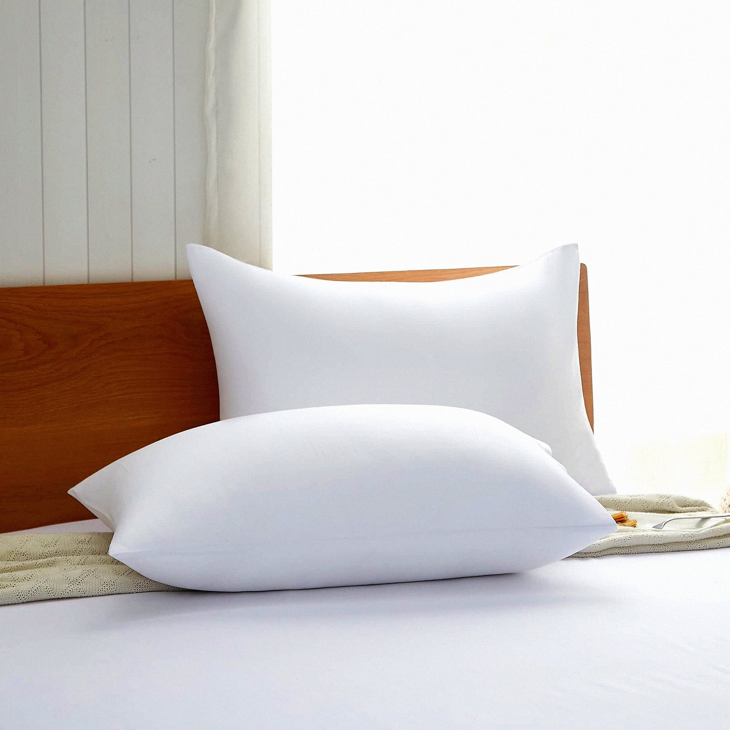 Luxury Plush Support Pillows - 2 Pack for Side, Back, and Stomach Sleepers - Soft Down-Like Filling - White - Comfortable Sleep Aid - 2 Count Pack