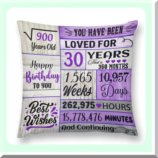 30th Birthday Bliss Pillowcases - Best Gifts for Her Him! Celebrate 30 Years Old with Standard Pillow Covers, Turning 30 Women Men, 18x18 Inch Purple Design.