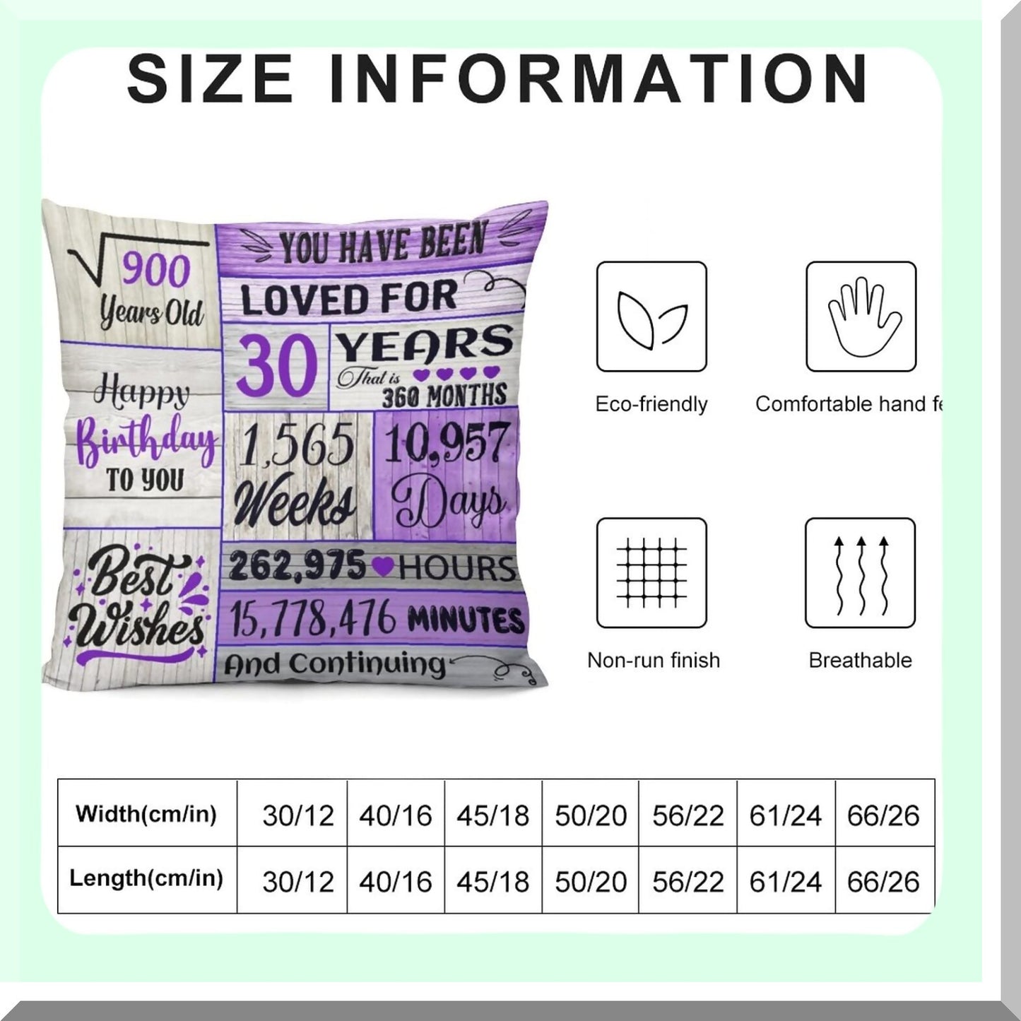 30th Birthday Bliss Pillowcases - Best Gifts for Her Him! Celebrate 30 Years Old with Standard Pillow Covers, Turning 30 Women Men, 18x18 Inch Purple Design.