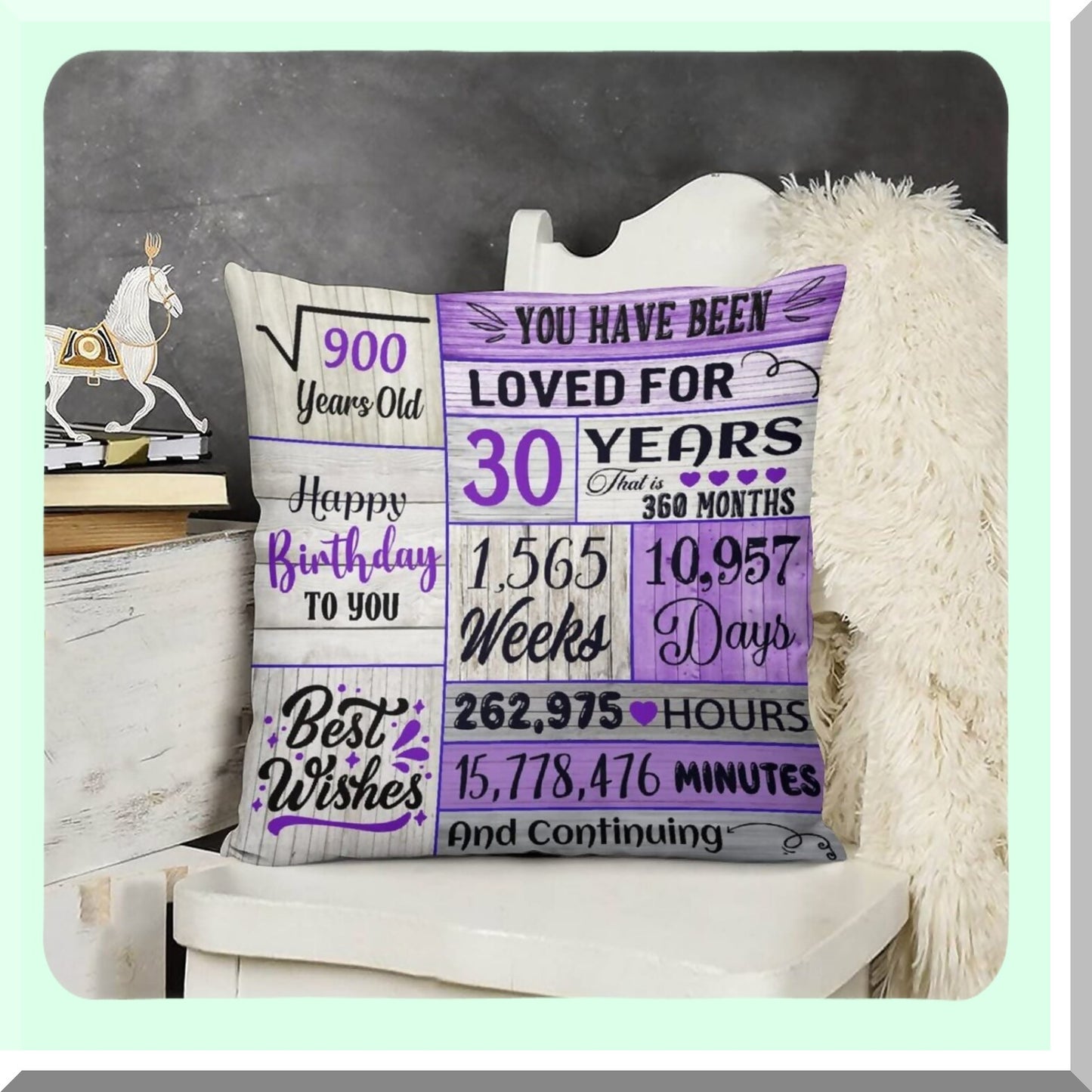 30th Birthday Bliss Pillowcases - Best Gifts for Her Him! Celebrate 30 Years Old with Standard Pillow Covers, Turning 30 Women Men, 18x18 Inch Purple Design.