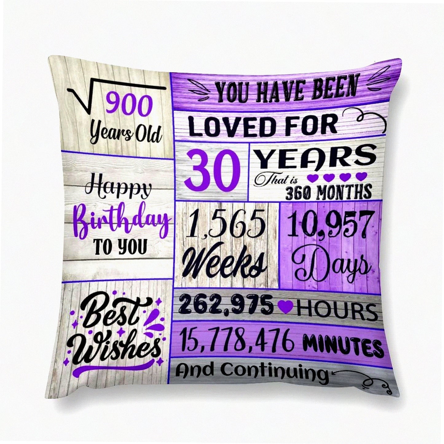 30th Birthday Bliss Pillowcases - Best Gifts for Her Him! Celebrate 30 Years Old with Standard Pillow Covers, Turning 30 Women Men, 18x18 Inch Purple Design.