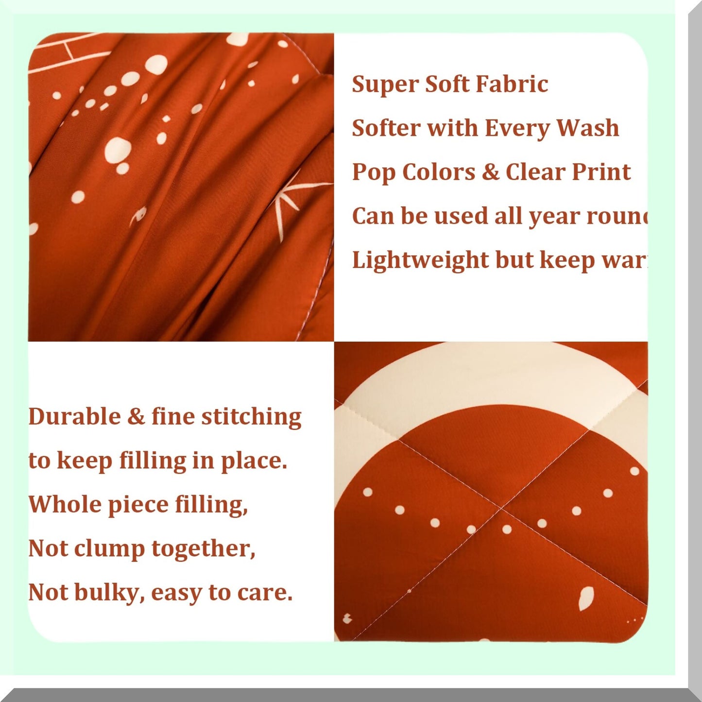 Sun & Moon Celestial Terracotta 7-Piece Comforter Set - Full/Queen Size | Lightweight Bedding Set with Sheets & Pillowcases | Super Soft & Cozy | Burnt Orange Color