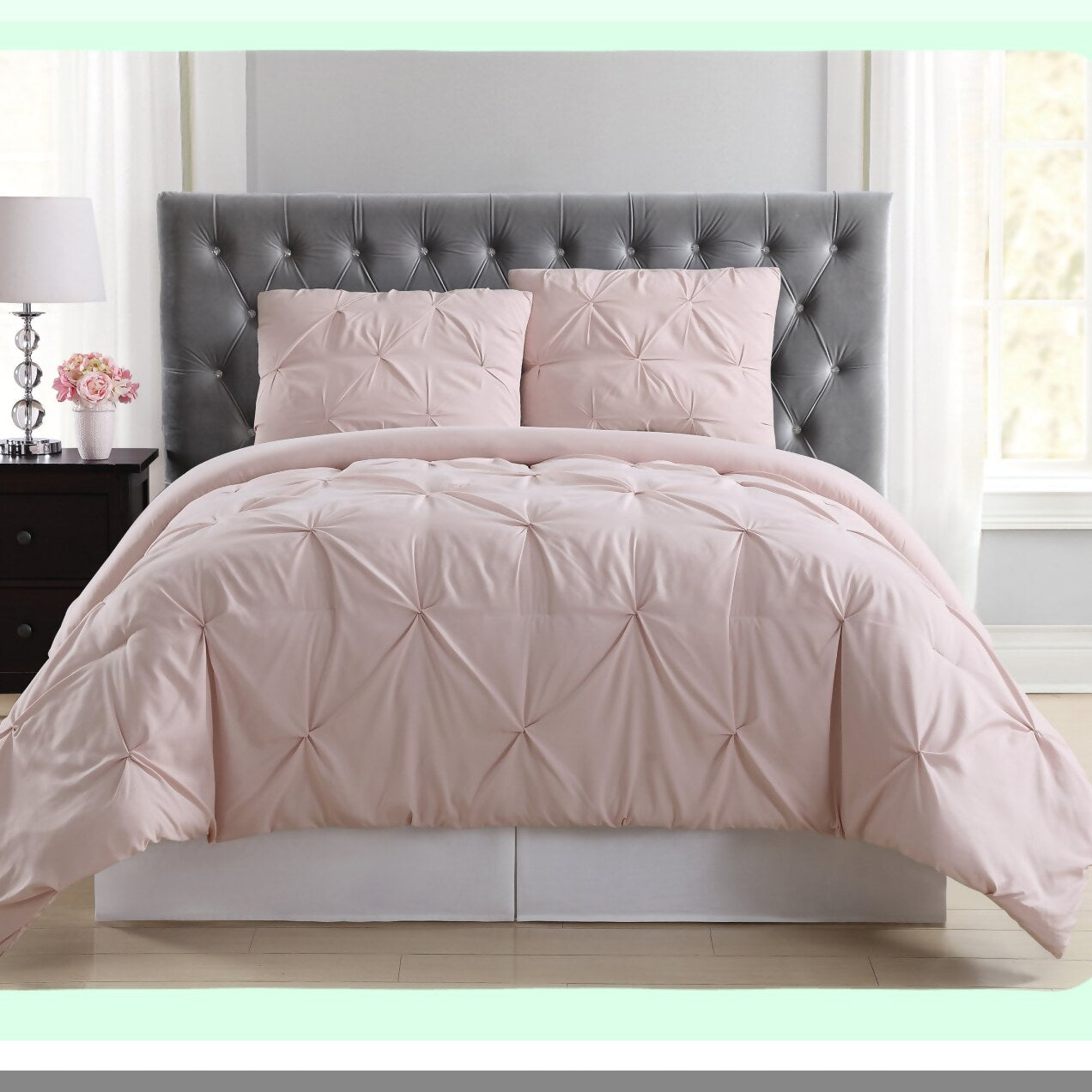 Blush Pleated Comforter Set - Twin XL Size - Soft and Cozy Bedding - 1500 Thread Count - Bedroom Decor - All Season Lightweight Comforter