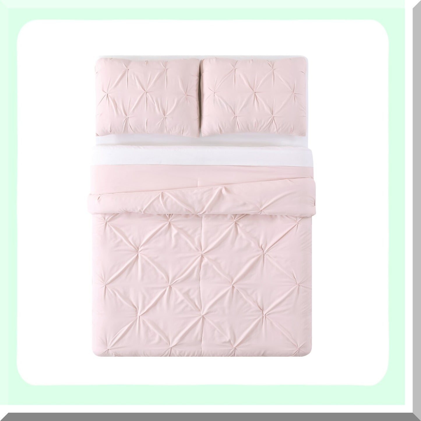 Blush Pleated Comforter Set - Twin XL Size - Soft and Cozy Bedding - 1500 Thread Count - Bedroom Decor - All Season Lightweight Comforter