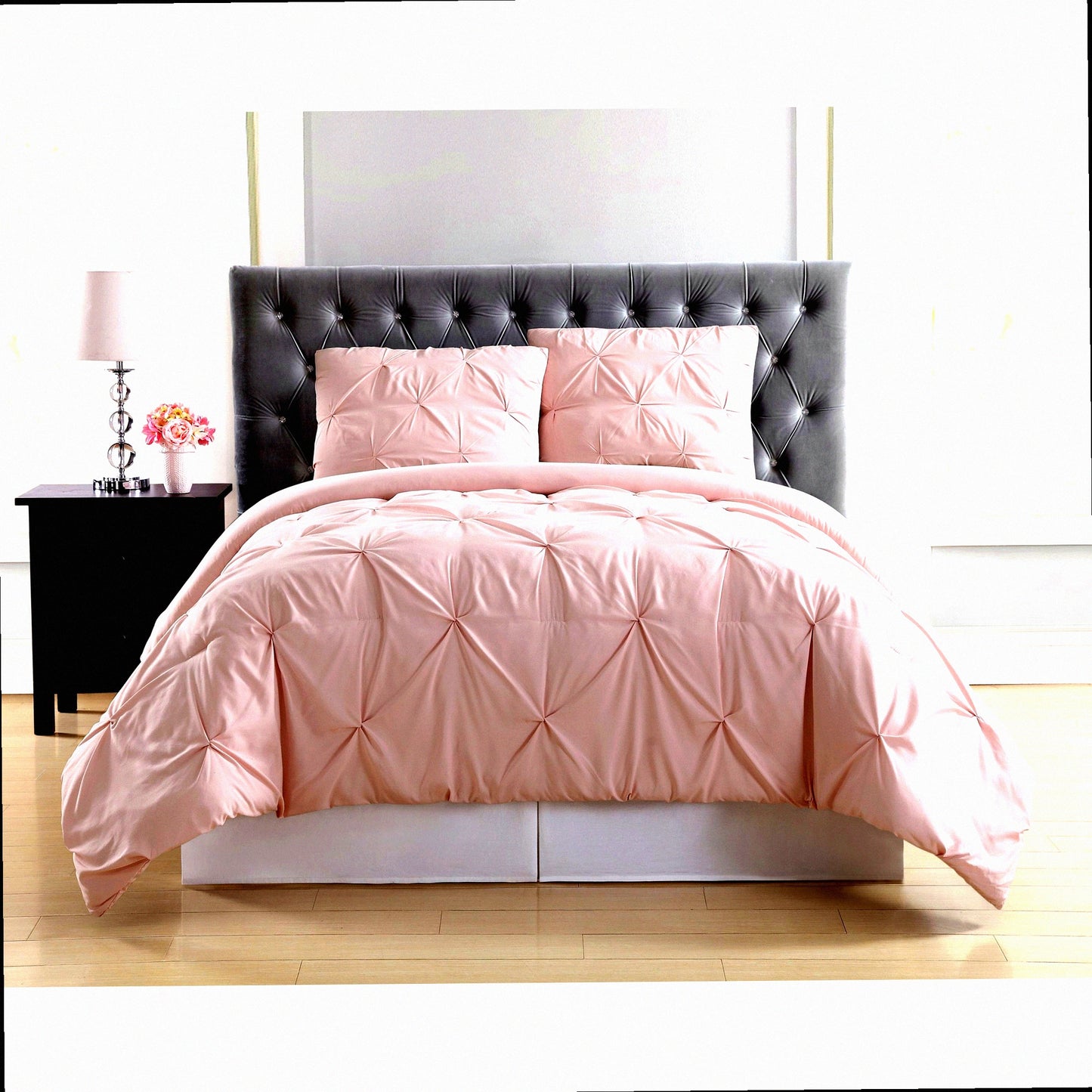 Blush Pleated Comforter Set - Twin XL Size - Soft and Cozy Bedding - 1500 Thread Count - Bedroom Decor - All Season Lightweight Comforter