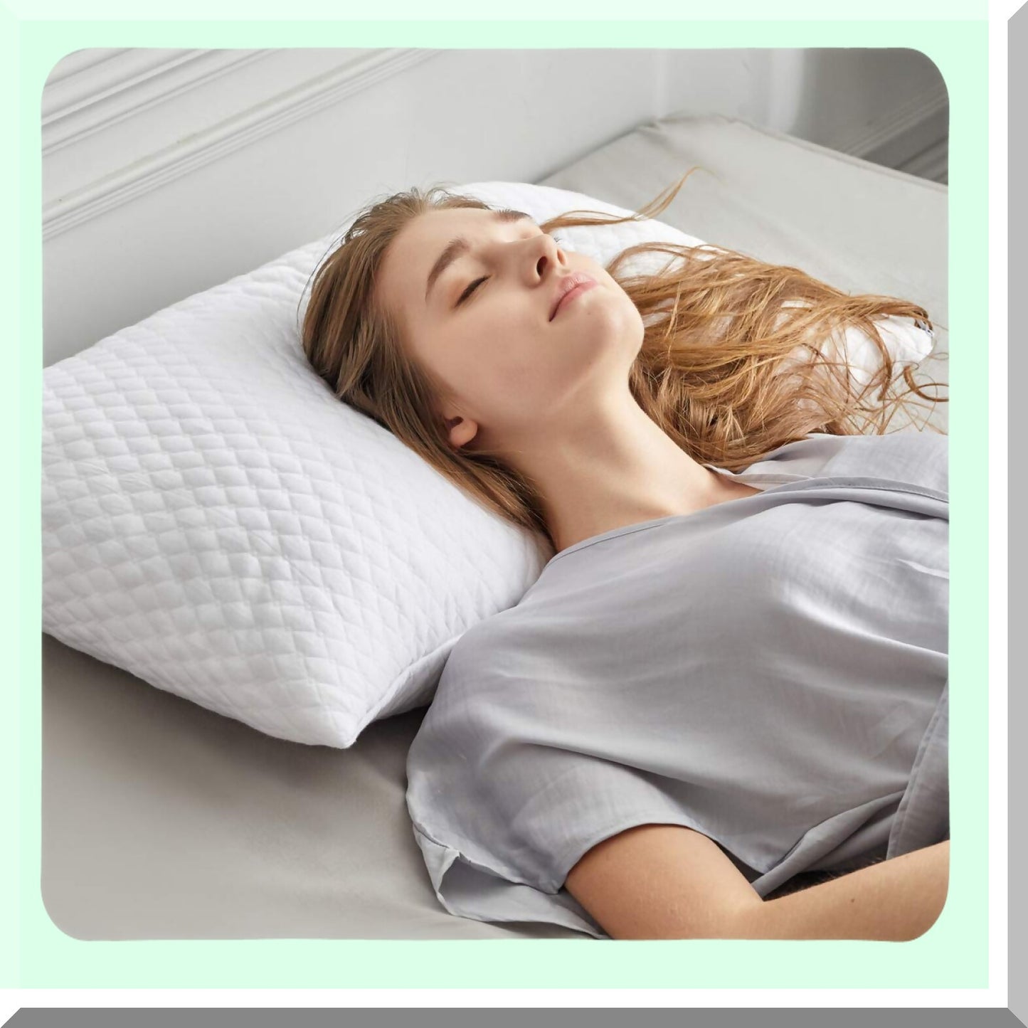 CoolDream Memory Foam Sleep Pillow - Bamboo Cooling Hypoallergenic Pillow for Back and Side Sleeper - Queen Size 1-Pack - Washable Removable Cover - Shredded Memory Foam Bed Pillow for Sleeping