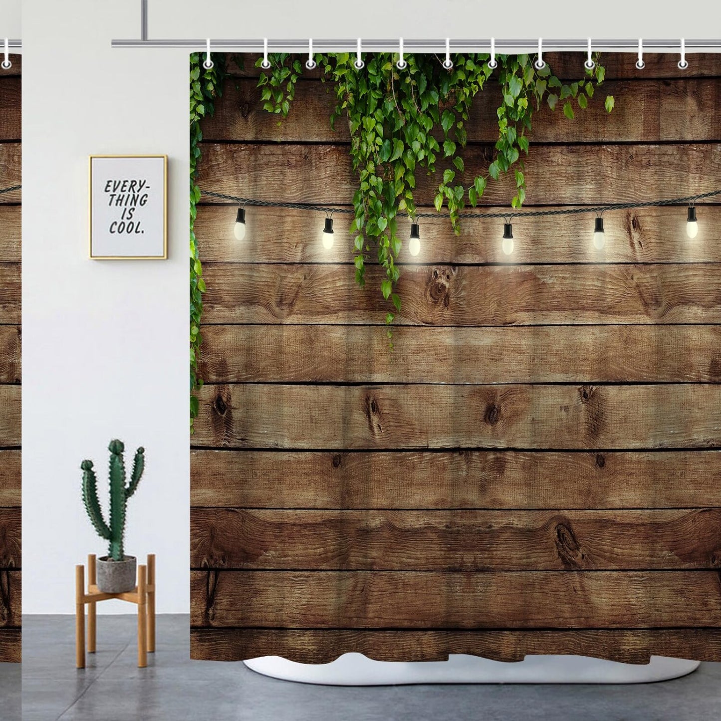 Farmhouse Shower Curtain 70x70 Inches Green Leaf Vine