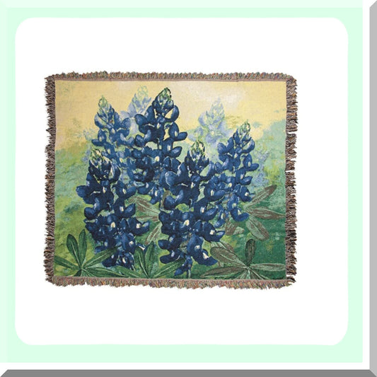 CozyCotton Blue Bonnet Tapestry Throw - 60x50