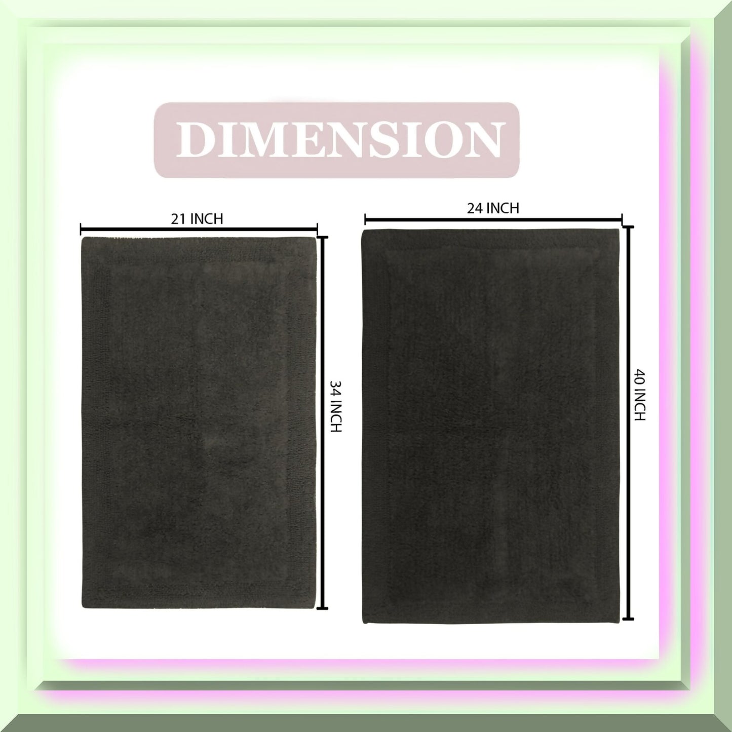 Reversible Cotton Bathroom Rug Set Gray 2 Piece