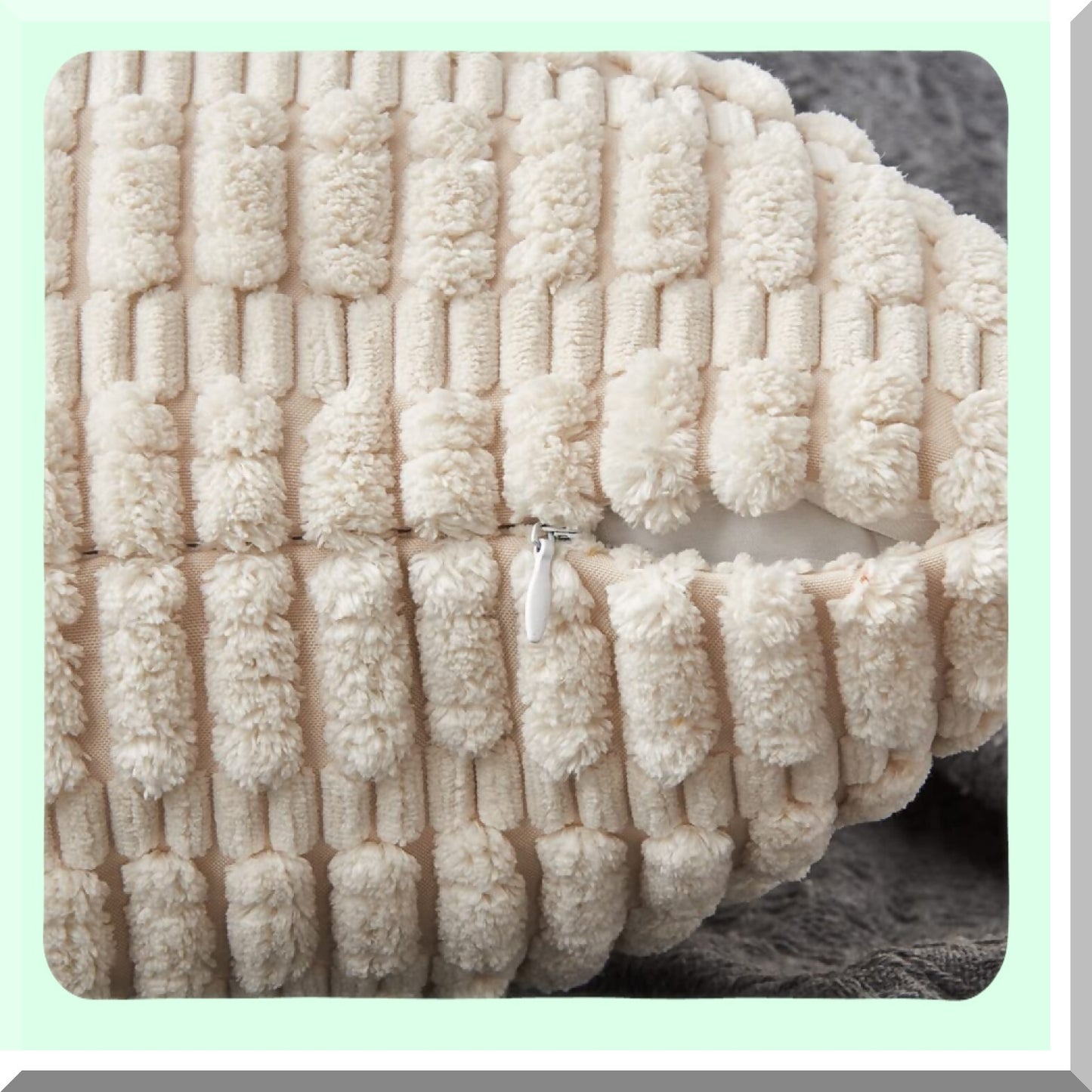 Boho Chic Striped Corduroy Pillow Covers - Set of 4 Decorative Cushion Cases for Couch Sofa Bed, 18 x 18, Soft Cream White Living Room Decor