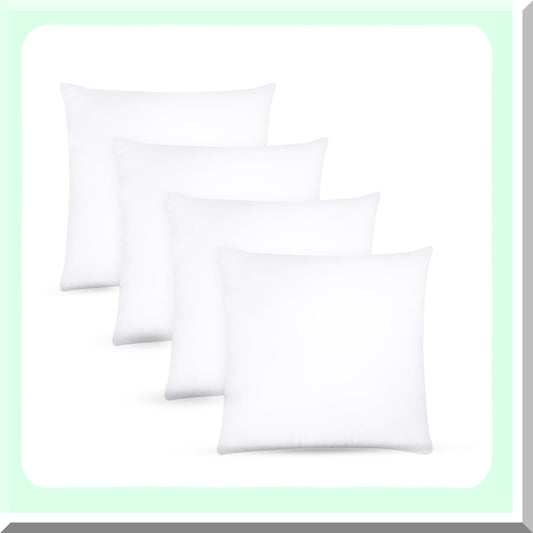UltraPlush Comfort Throw Pillow Inserts - Premium 65 GSM Non-Woven Fabric with 15D Silicon Fiber Filling - Durable Soft Universal Home Decor Office Indoor Outdoor Square Cushions - 16" x 16" - Pack of 4 - White Luxe Set