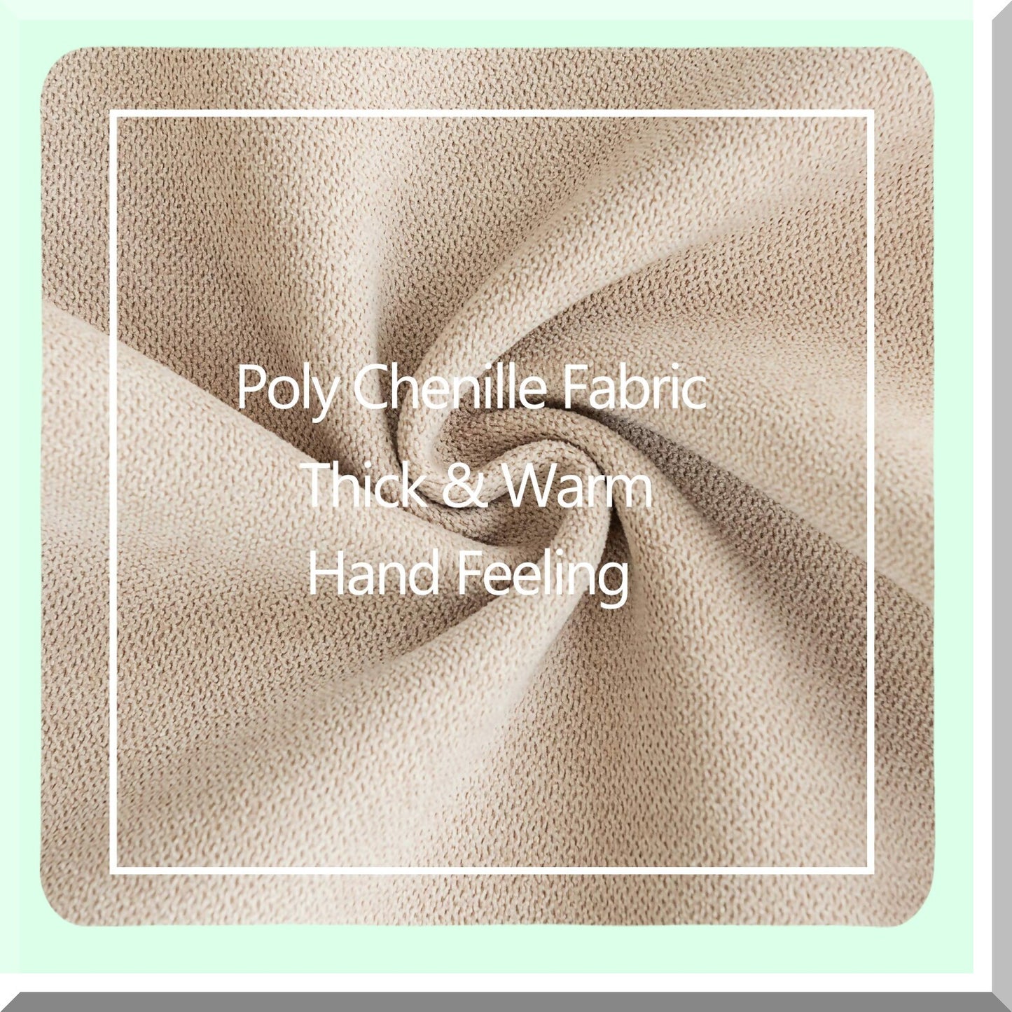 Chenille Cozy Pillowcase Set - 2 Pack Rectangle Throw Pillow Covers for Bed Couch Sofa Bench - Solid Beige - 12 x 20 inch - Soft & Stylish Home Decor